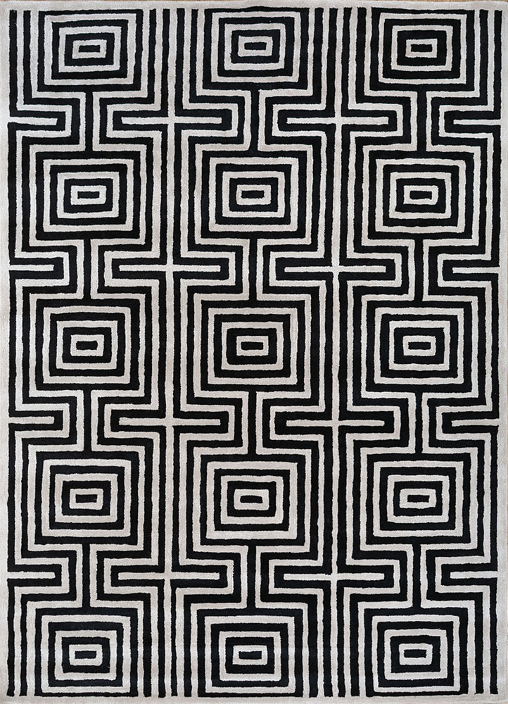 adrift grey and black wool and viscose hand tufted Rug - HeadShot