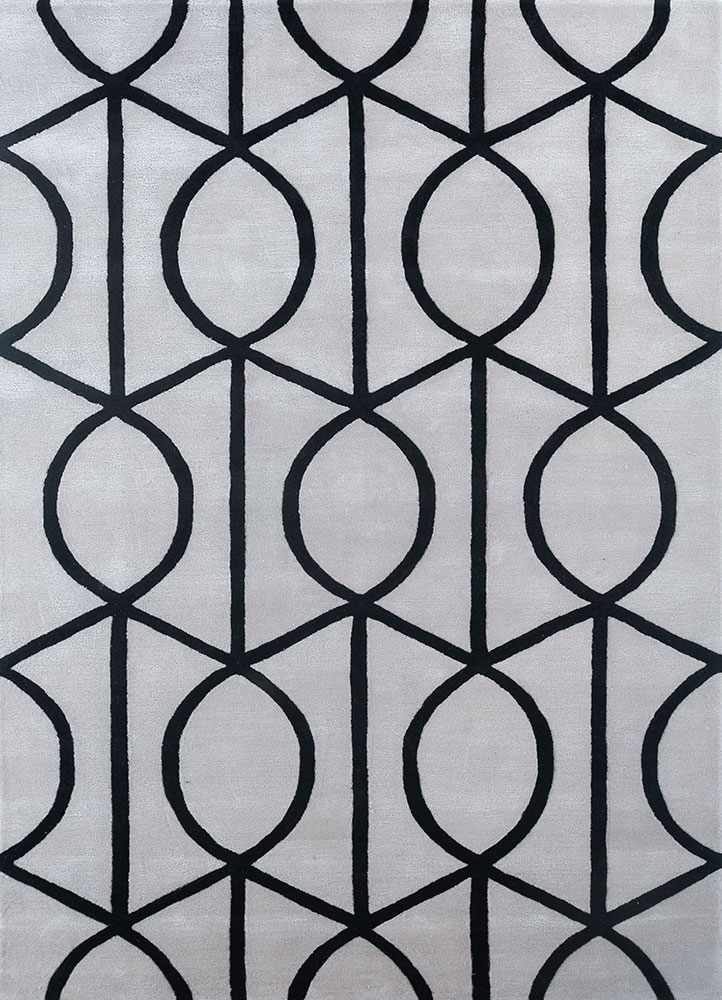 contour ivory wool and viscose hand tufted Rug - HeadShot