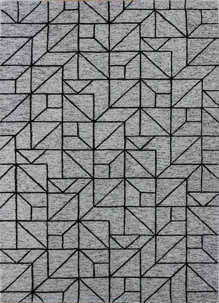 contour grey and black wool and viscose hand tufted Rug - HeadShot
