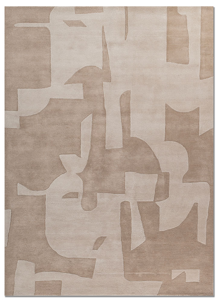 white noise ivory wool and viscose hand tufted Rug - HeadShot