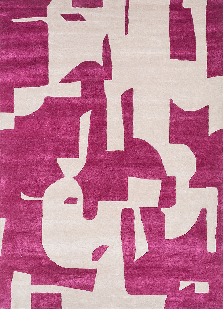 white noise ivory wool and viscose hand tufted Rug - HeadShot