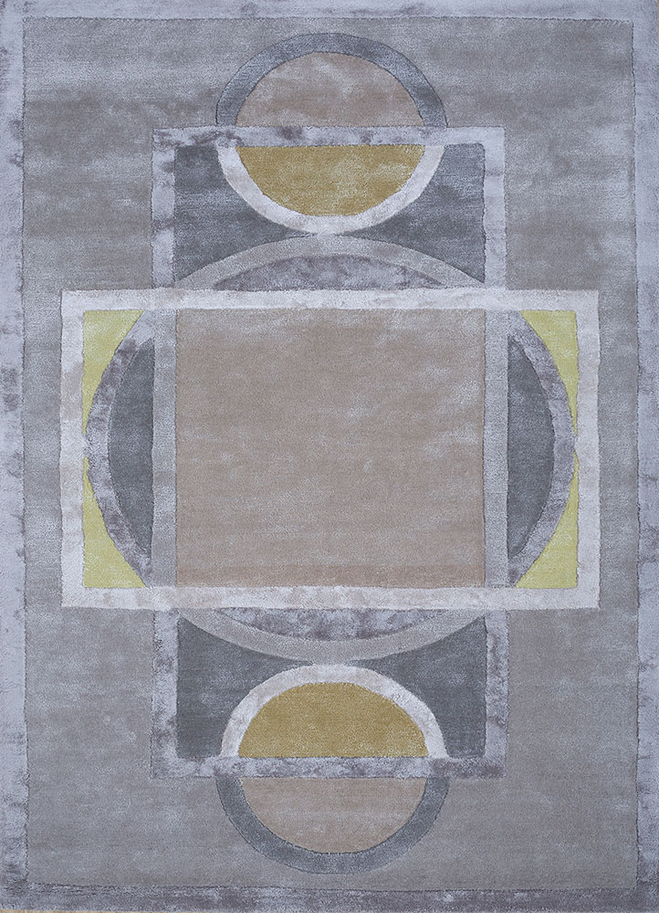 caliedo grey and black wool and viscose hand tufted Rug - HeadShot