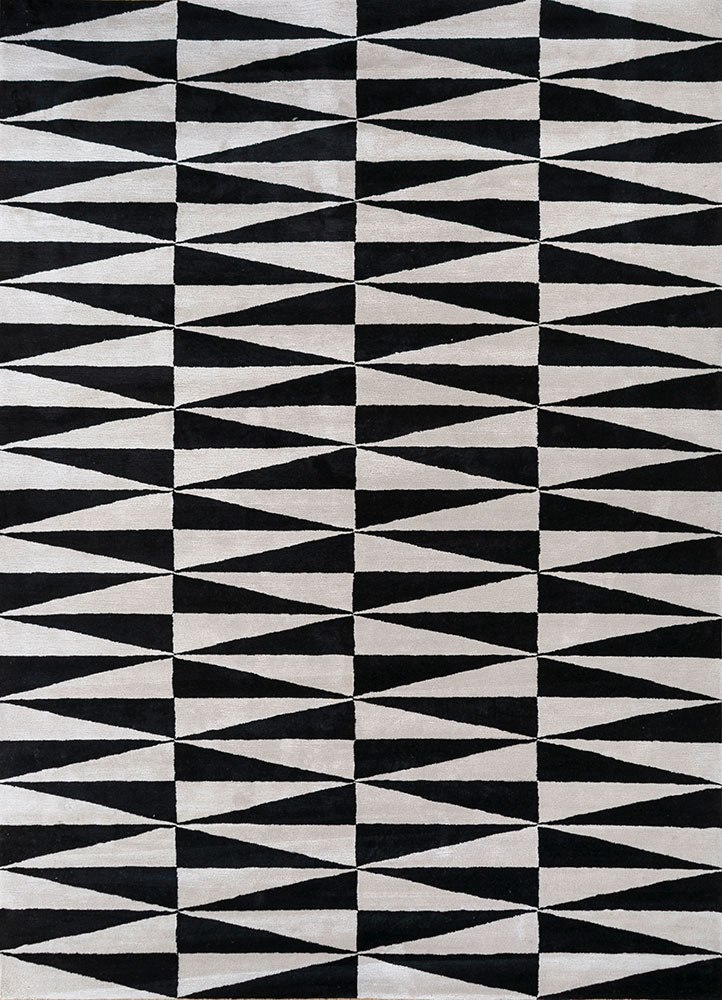contour grey and black wool and viscose hand tufted Rug - HeadShot