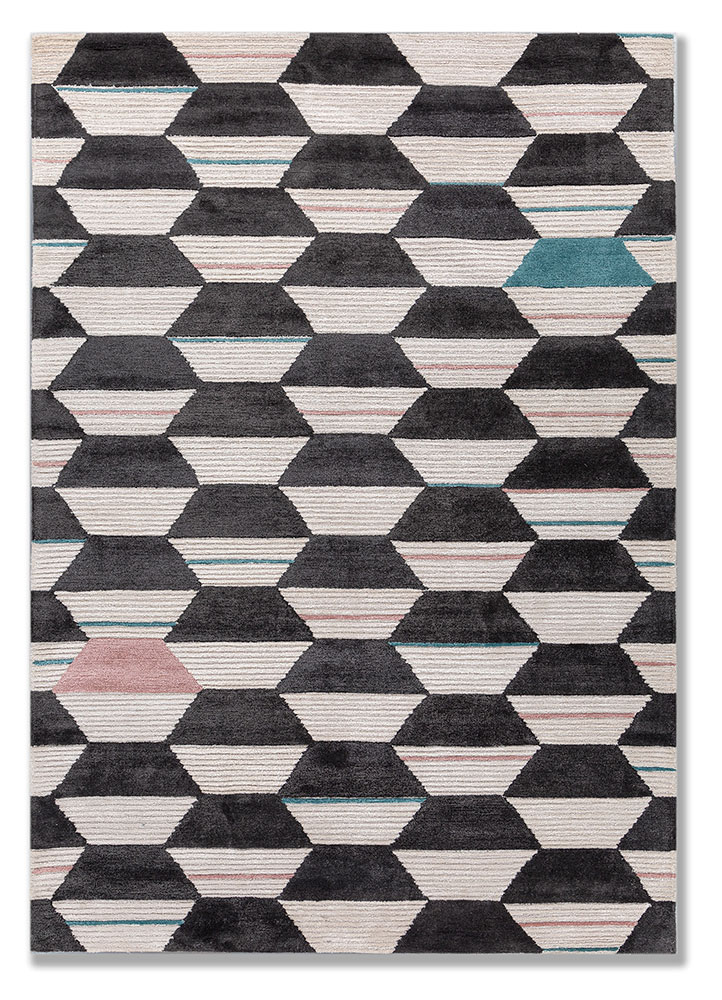 contour ivory wool and viscose hand tufted Rug - HeadShot