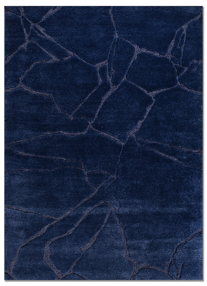 genesis blue wool and viscose hand tufted Rug - HeadShot