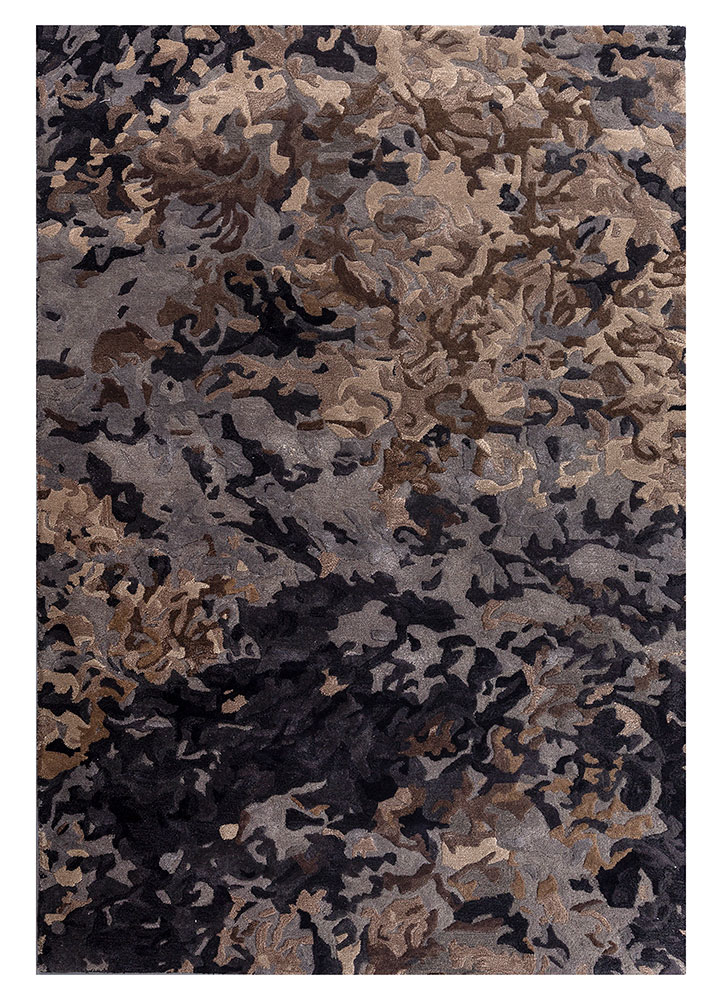 genesis grey and black wool and viscose hand tufted Rug - HeadShot