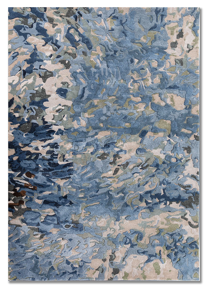 genesis blue wool and viscose hand tufted Rug - HeadShot