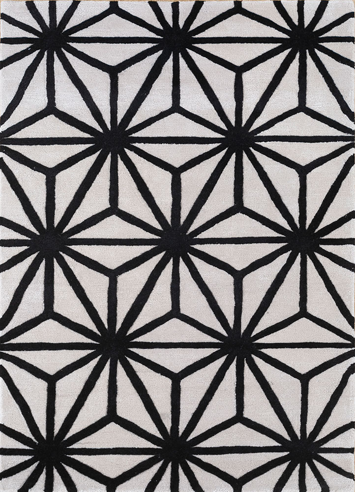 contour grey and black wool and viscose hand tufted Rug - HeadShot