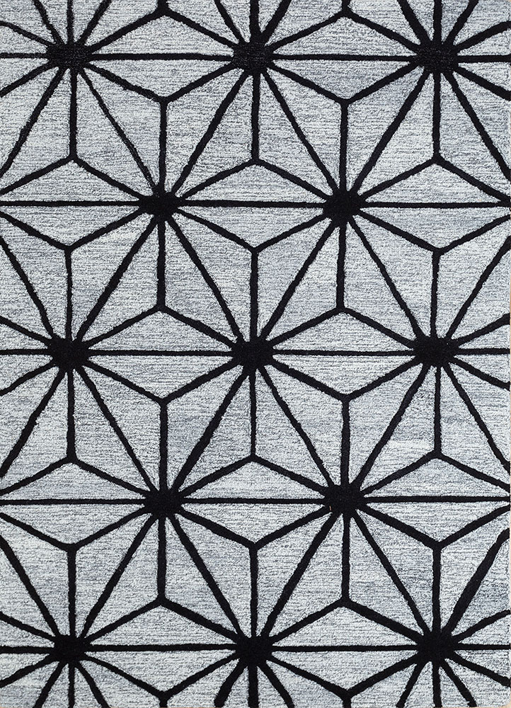 contour grey and black wool and viscose hand tufted Rug - HeadShot