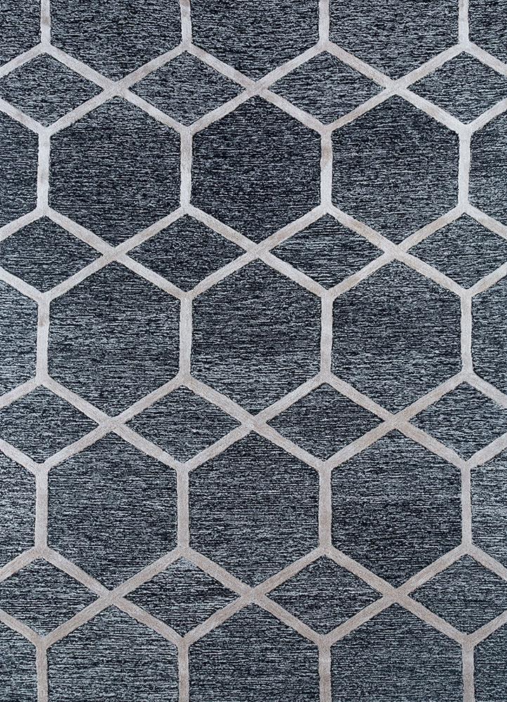 contour grey and black wool and viscose hand tufted Rug - HeadShot