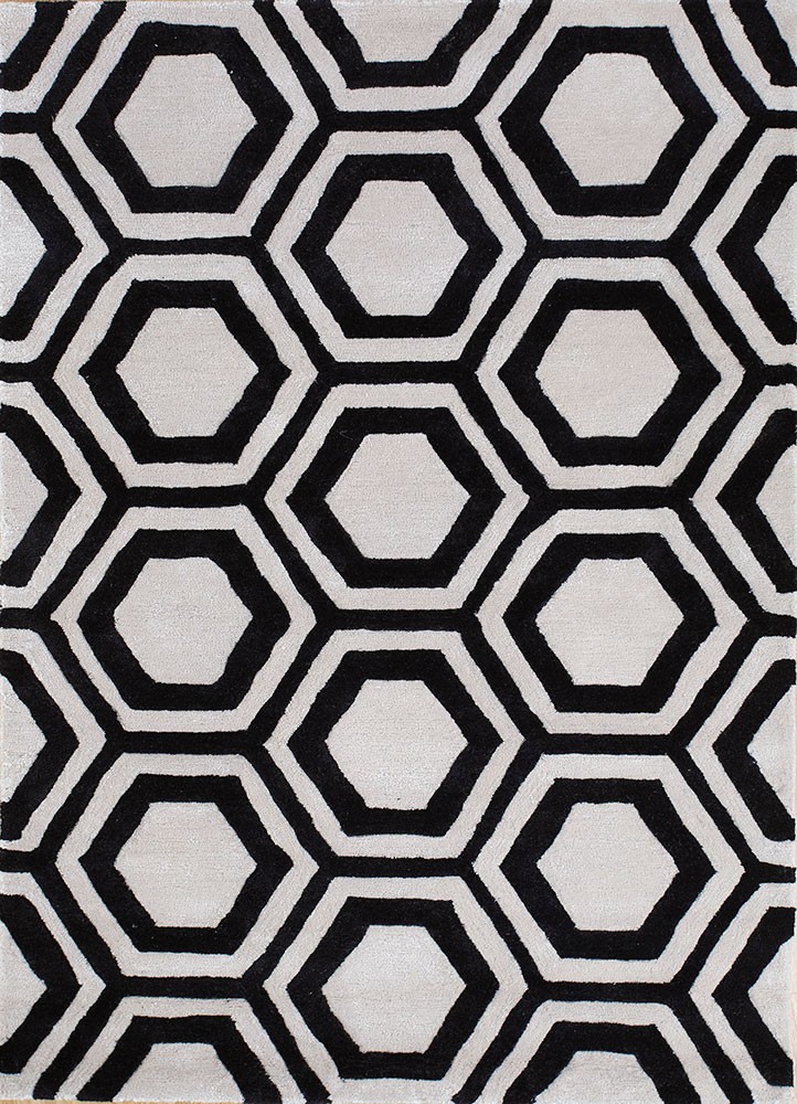 contour grey and black wool and viscose hand tufted Rug - HeadShot