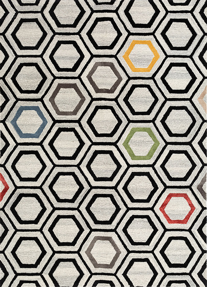 contour grey and black wool and viscose hand tufted Rug - HeadShot