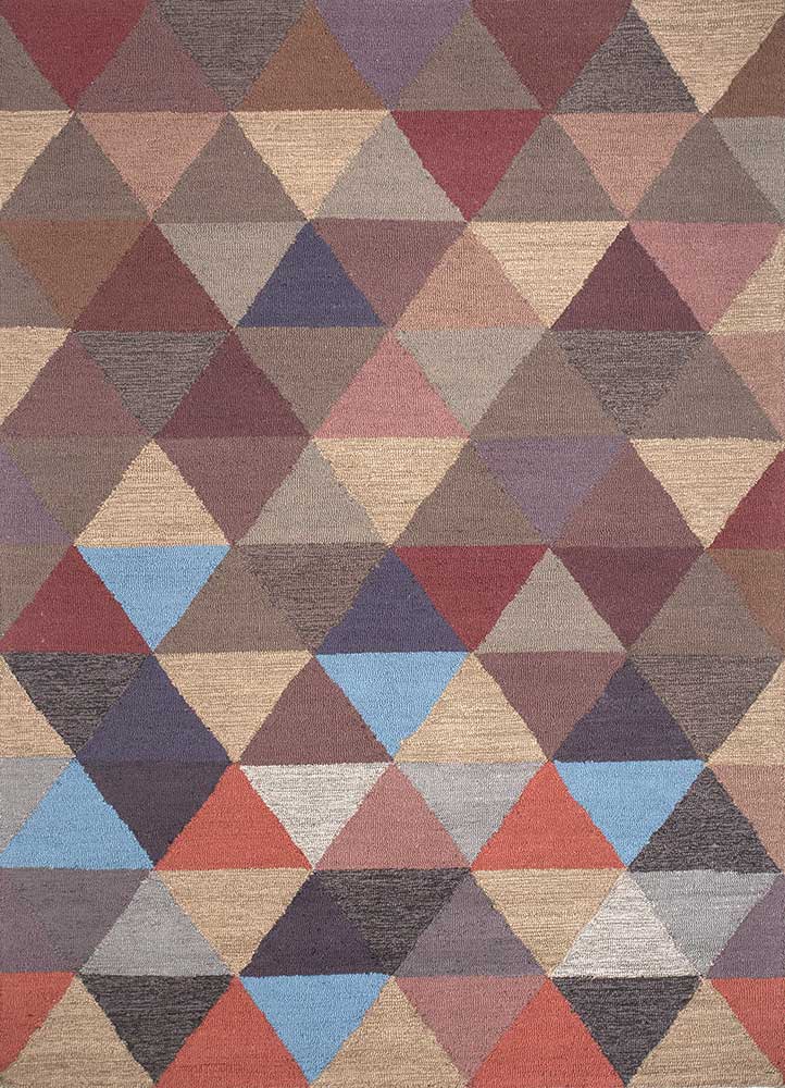linear blue wool and viscose hand tufted Rug - HeadShot