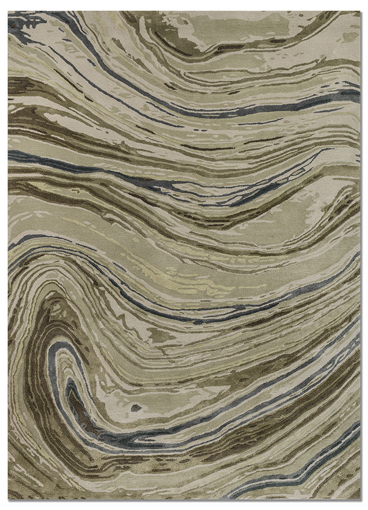 genesis green wool and viscose hand tufted Rug - HeadShot