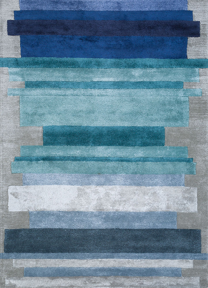 caliedo blue wool and viscose hand tufted Rug - HeadShot