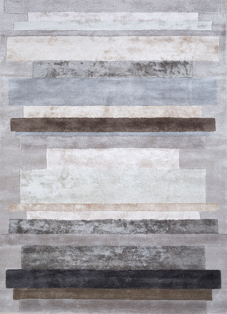 caliedo grey and black wool and viscose hand tufted Rug - HeadShot