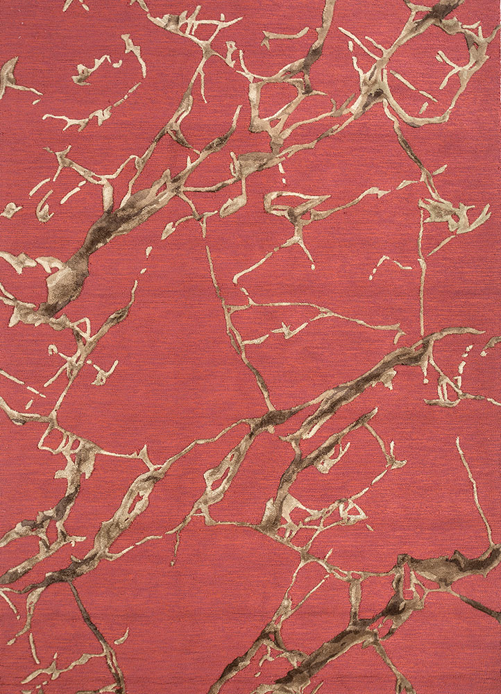 genesis red and orange wool and viscose hand tufted Rug - HeadShot