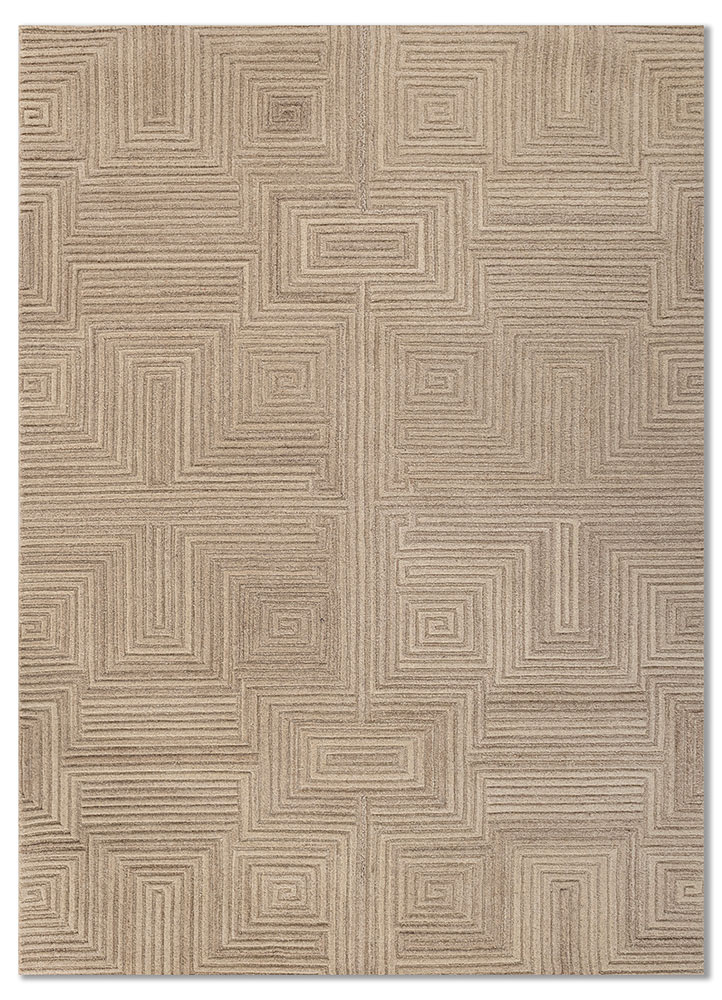 contour beige and brown wool hand tufted Rug - HeadShot