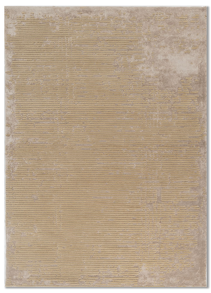 white noise gold wool and viscose hand tufted Rug - HeadShot