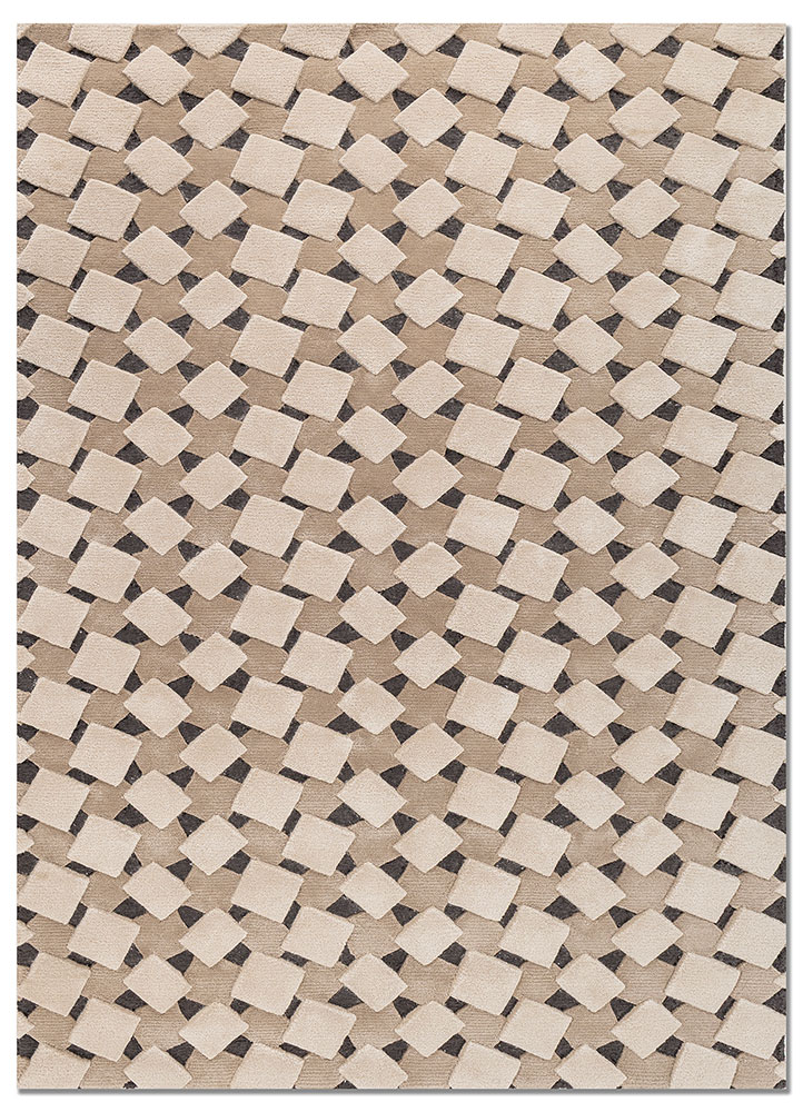 faces beige and brown wool and viscose hand tufted Rug - HeadShot