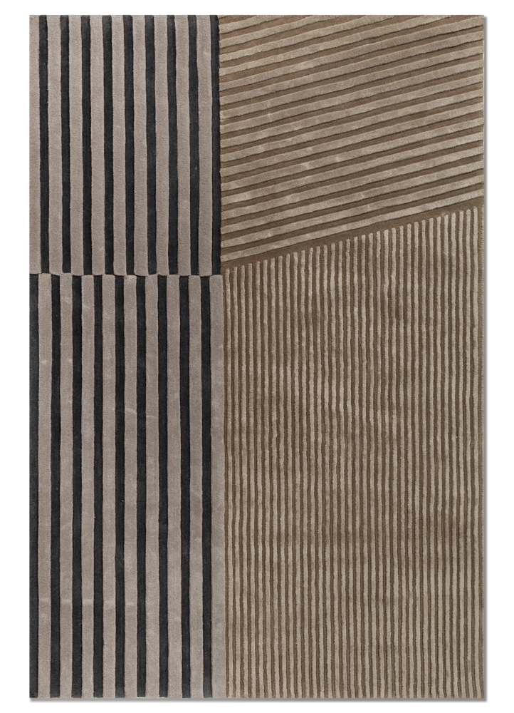 faces grey and black wool and viscose hand tufted Rug - HeadShot