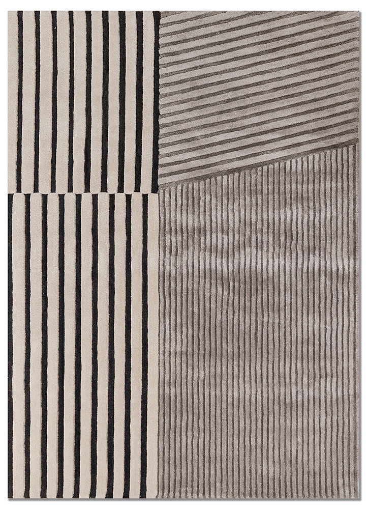 faces grey and black wool and viscose hand tufted Rug - HeadShot