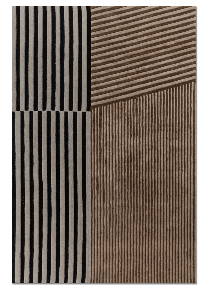 faces beige and brown wool and viscose hand tufted Rug - HeadShot