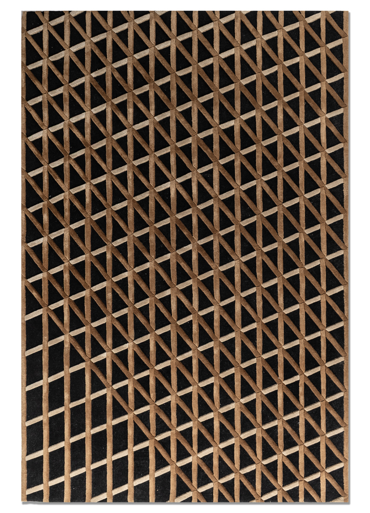 faces grey and black wool and viscose hand tufted Rug - HeadShot