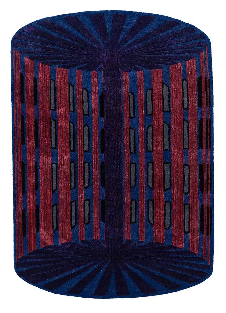 jaipur wunderkammer blue wool and viscose hand tufted Rug - HeadShot