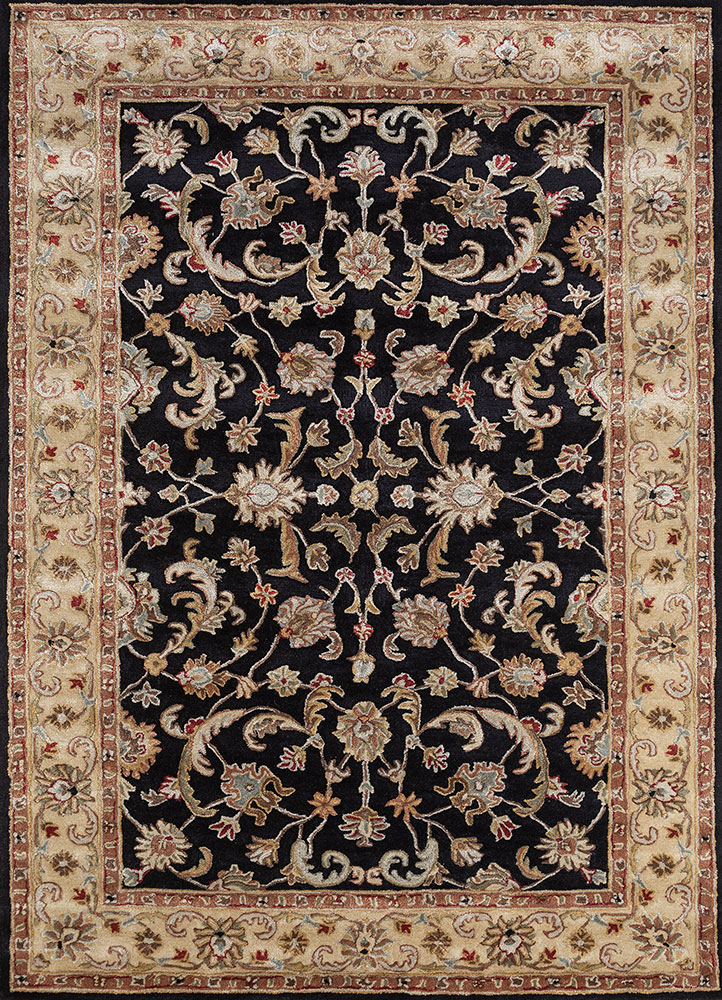 kasbah grey and black wool and viscose hand tufted Rug - HeadShot
