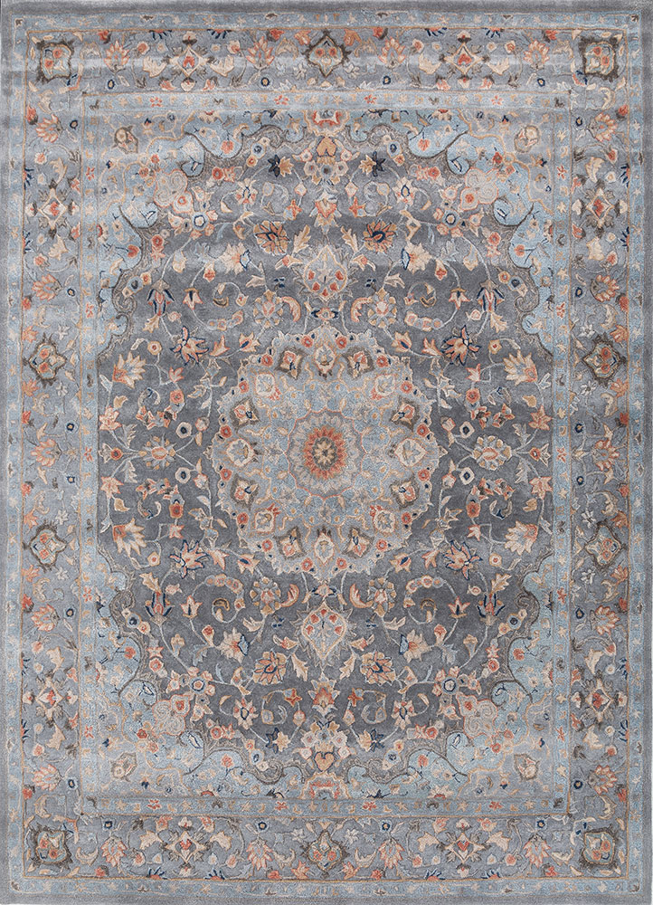 kasbah blue wool and viscose hand tufted Rug - HeadShot