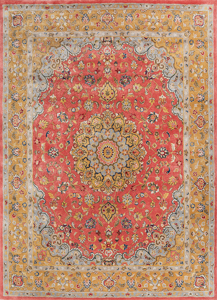 kasbah red and orange wool and viscose hand tufted Rug - HeadShot