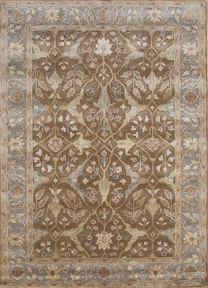 kasbah beige and brown wool and viscose hand tufted Rug - HeadShot