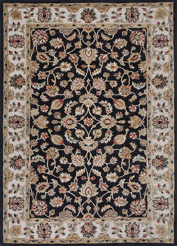 kasbah grey and black wool and viscose hand tufted Rug - HeadShot