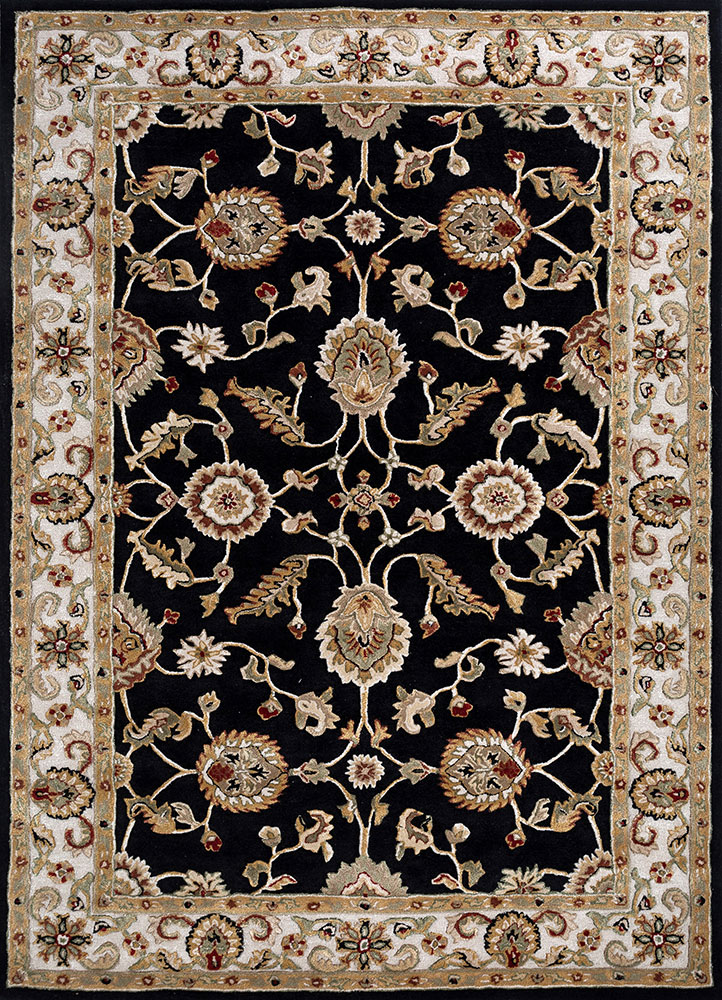 kasbah grey and black wool and viscose hand tufted Rug - HeadShot