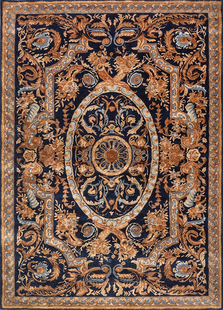 kora blue wool and viscose hand tufted Rug - HeadShot