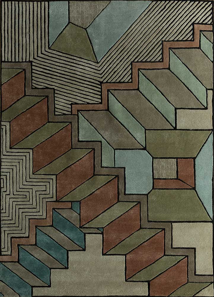archetype beige and brown wool and viscose hand tufted Rug - HeadShot