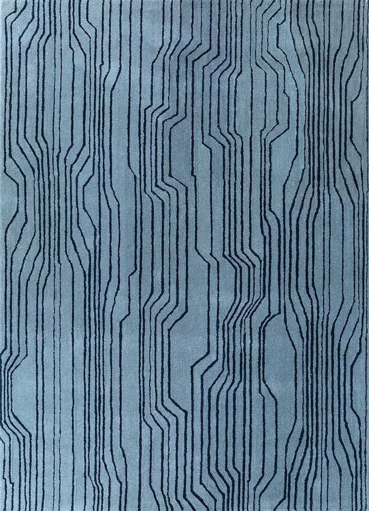 pathways blue wool hand tufted Rug - HeadShot