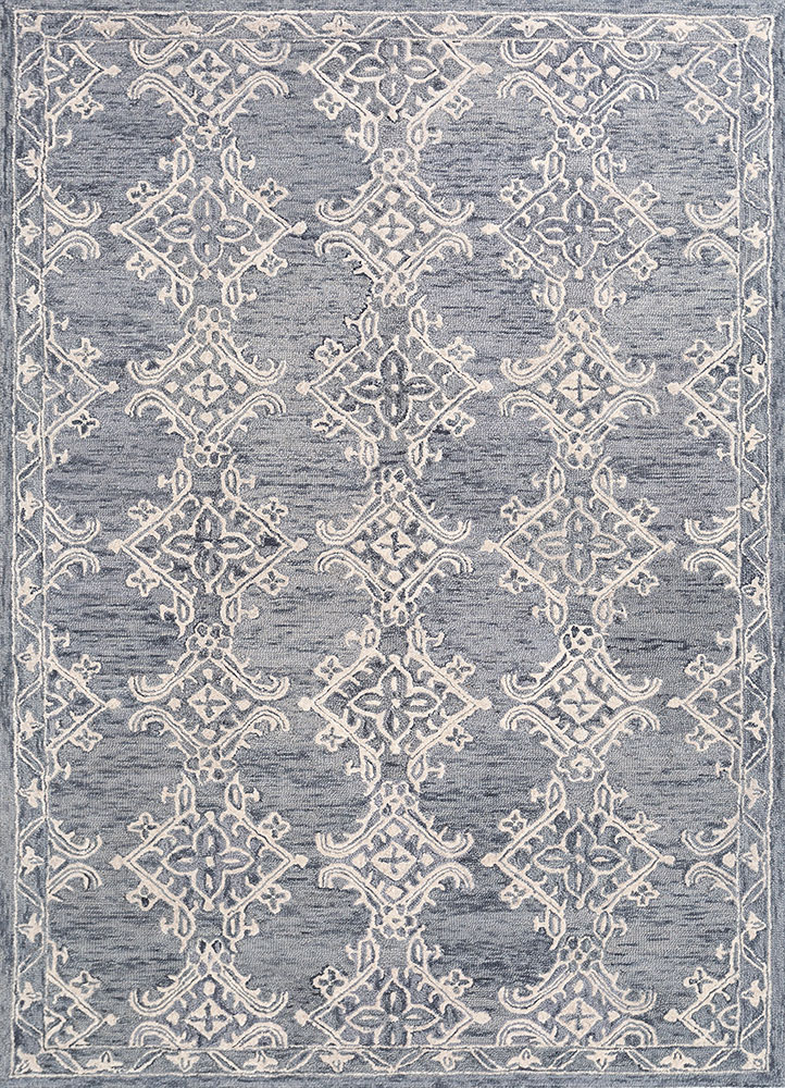 imara grey and black wool hand tufted Rug - HeadShot