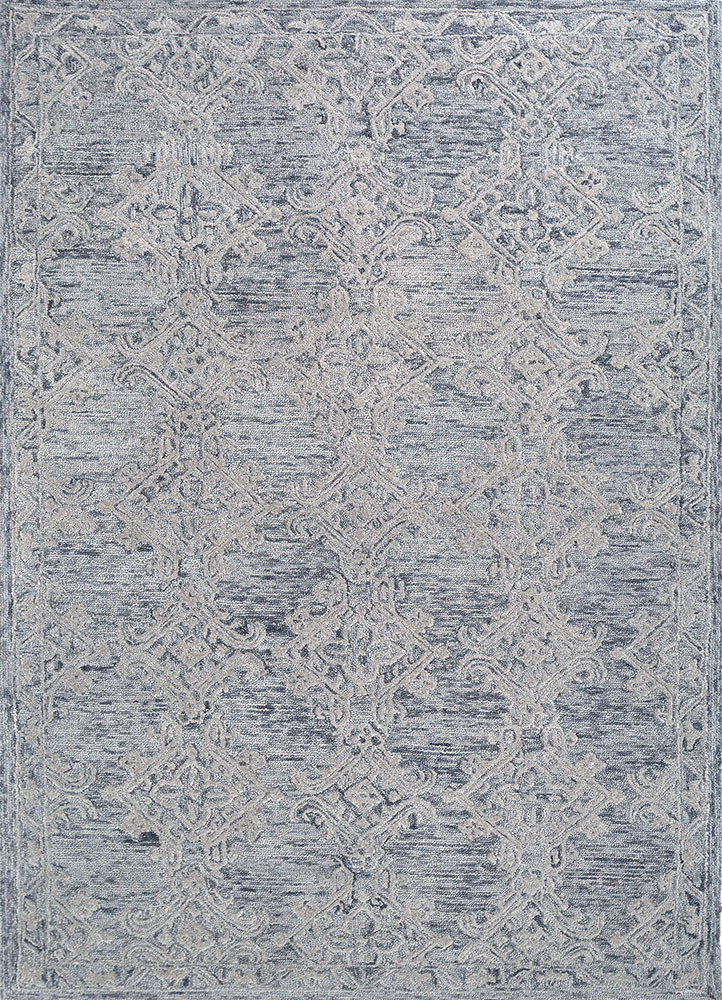 imara grey and black wool hand tufted Rug - HeadShot