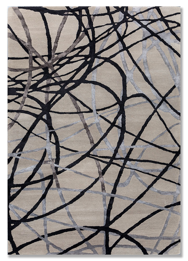 contour grey and black wool and viscose hand tufted Rug - HeadShot