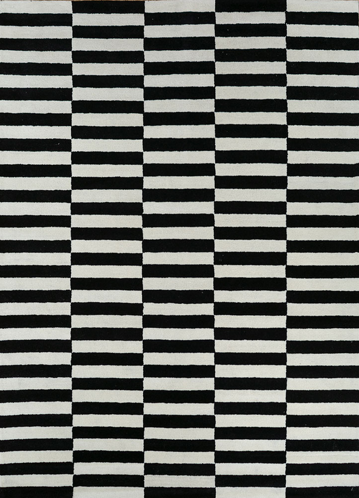 contour grey and black wool hand tufted Rug - HeadShot