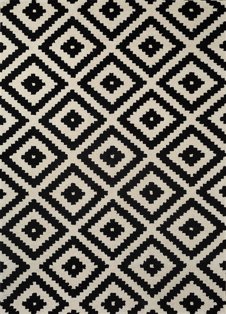 contour grey and black wool hand tufted Rug - HeadShot