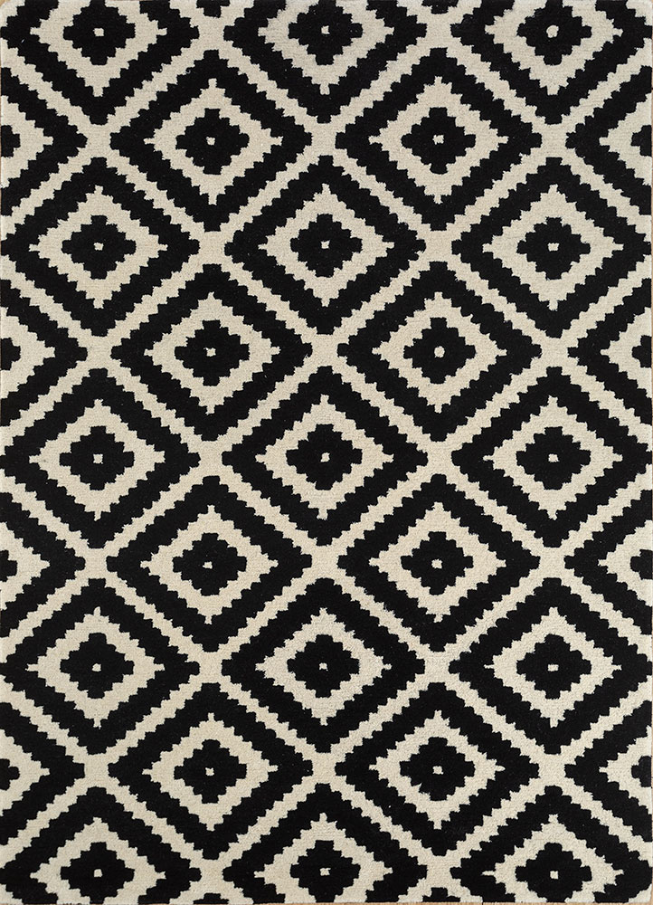 contour grey and black wool hand tufted Rug - HeadShot