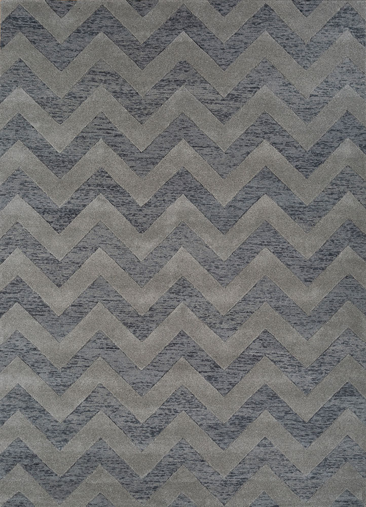 contour grey and black wool hand tufted Rug - HeadShot