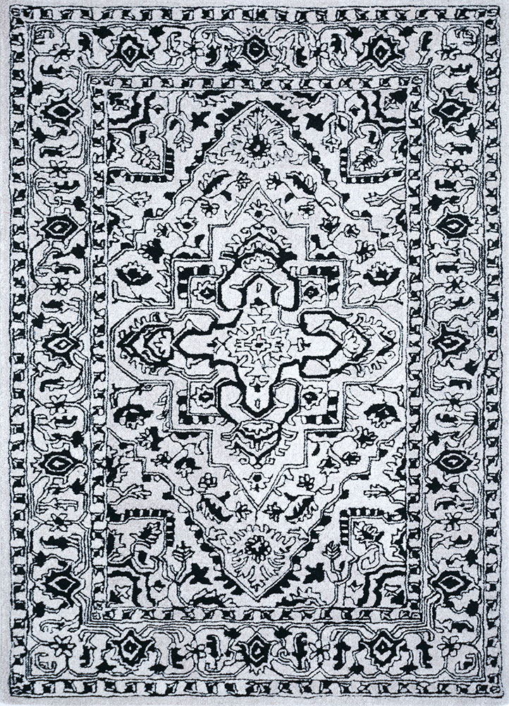 imara grey and black wool and viscose hand tufted Rug - HeadShot