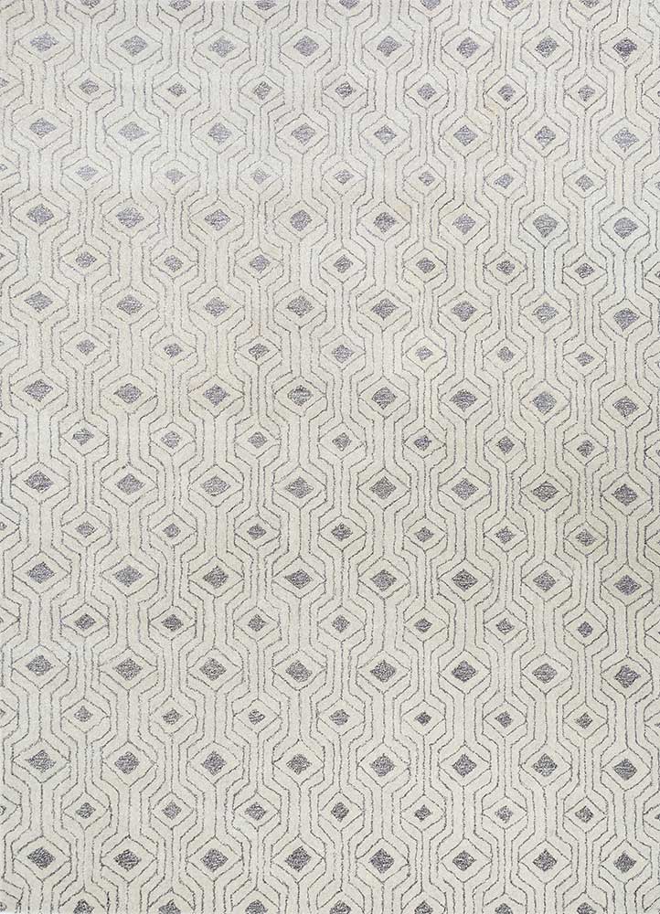 contour ivory wool and viscose hand tufted Rug - HeadShot
