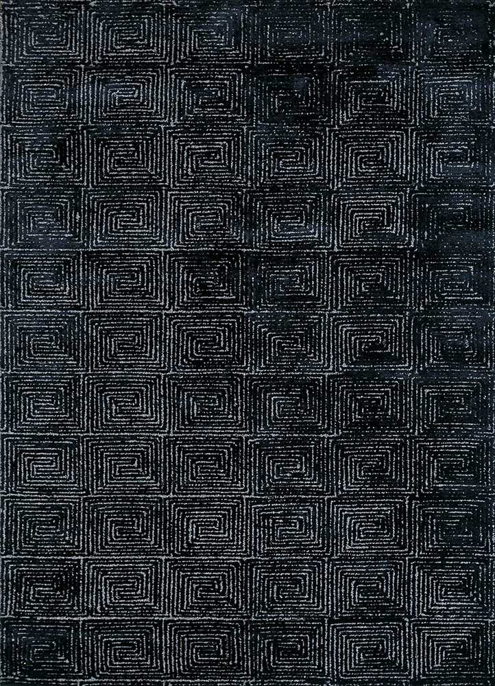 pathways grey and black wool and viscose hand tufted Rug - HeadShot