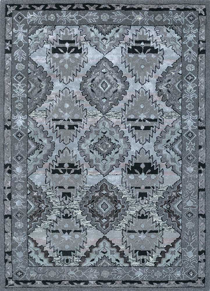 mythos grey and black wool and viscose hand tufted Rug - HeadShot