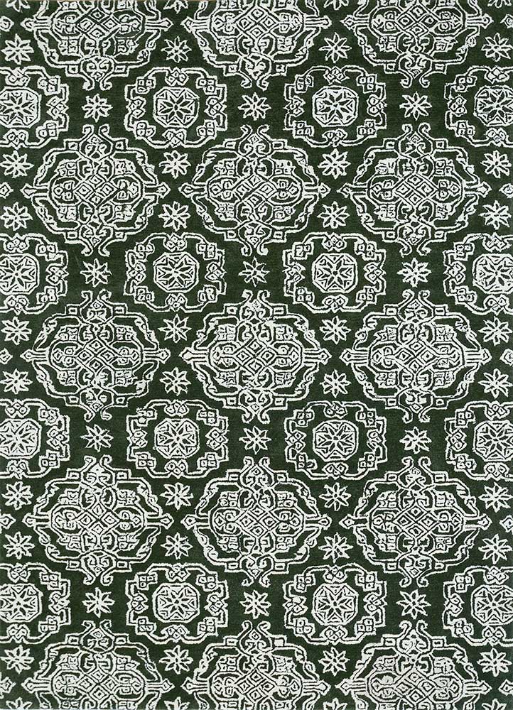imara green wool hand tufted Rug - HeadShot